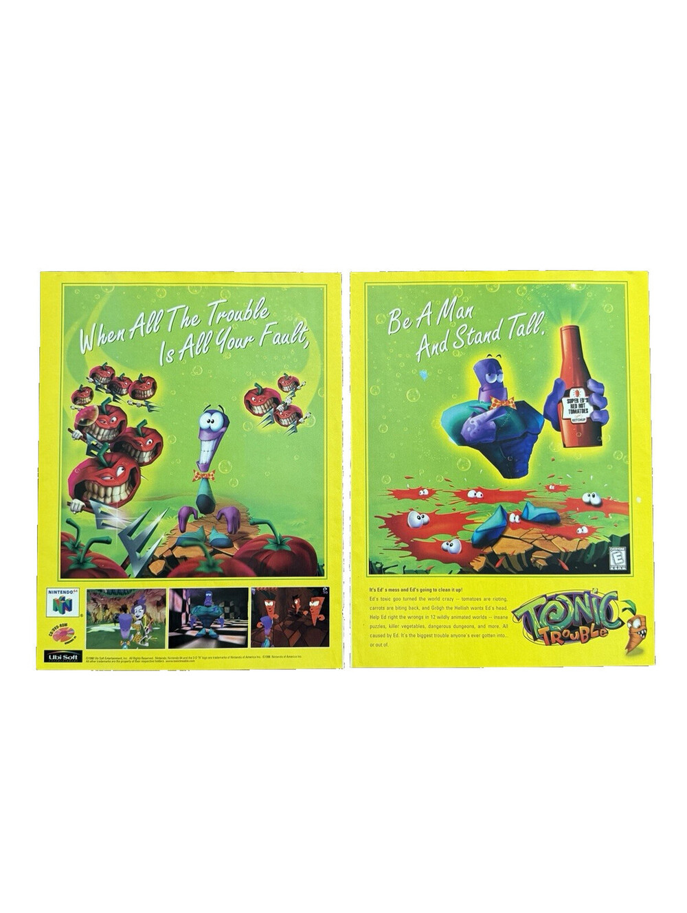 Tonic Trouble Nintendo N64 Print Ad Promo Art Video Game Ed’s Mess Vegetables